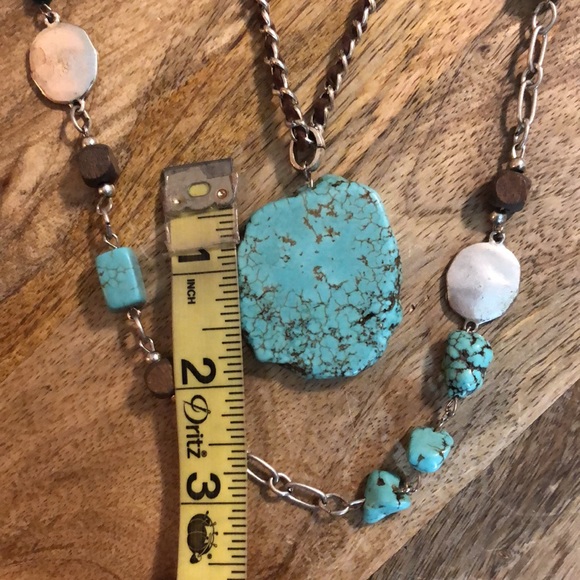 Vintage CHICOs Dual Layer Authentic Turquoise Suede Maxi Statement Necklace - Picture 12 of 16